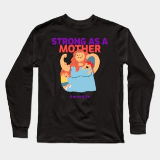 Strong as a Mother Badass Mom Cute Mom Strong Mom Kids Long Sleeve T-Shirt